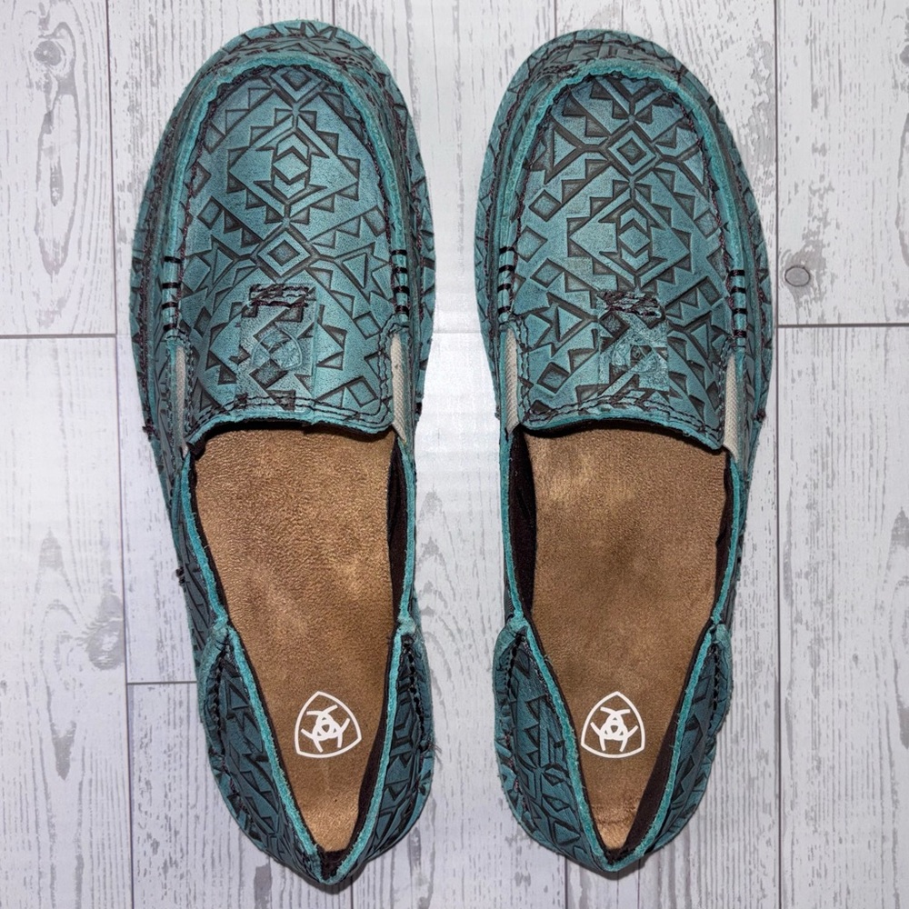 Ariat Cruiser Slip On Loafers Teal Embossed Leather Women’s 6.5B